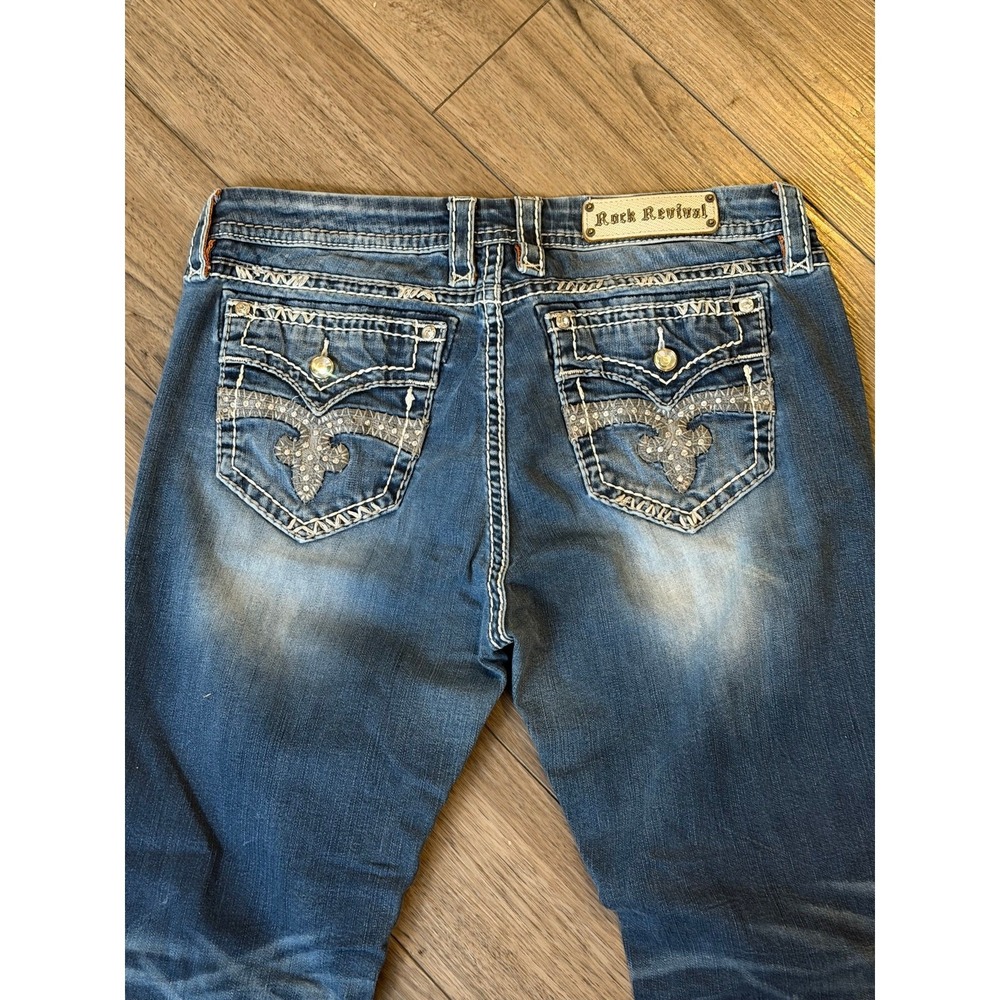 Rock Revival Shara Easy Skinny Jeans 34 Plus Size Bling Rhinestone Flap E8460E5R